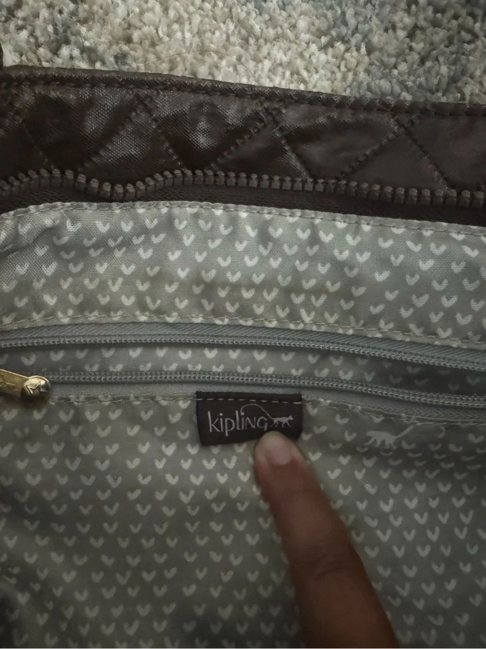 Kipling Quilted Laptop Tote in Dark Brown